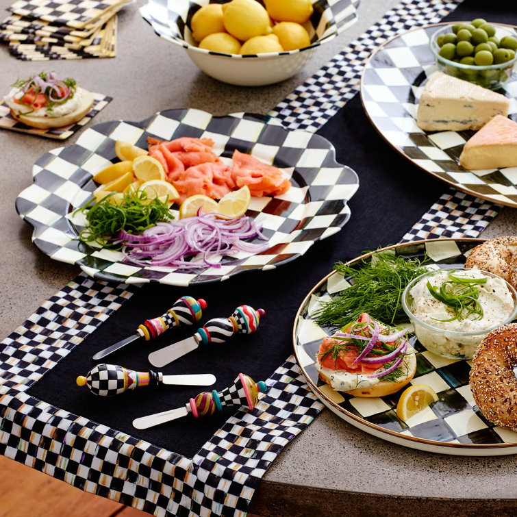 Black and White Cotton Checkered Rectangle Table Runner