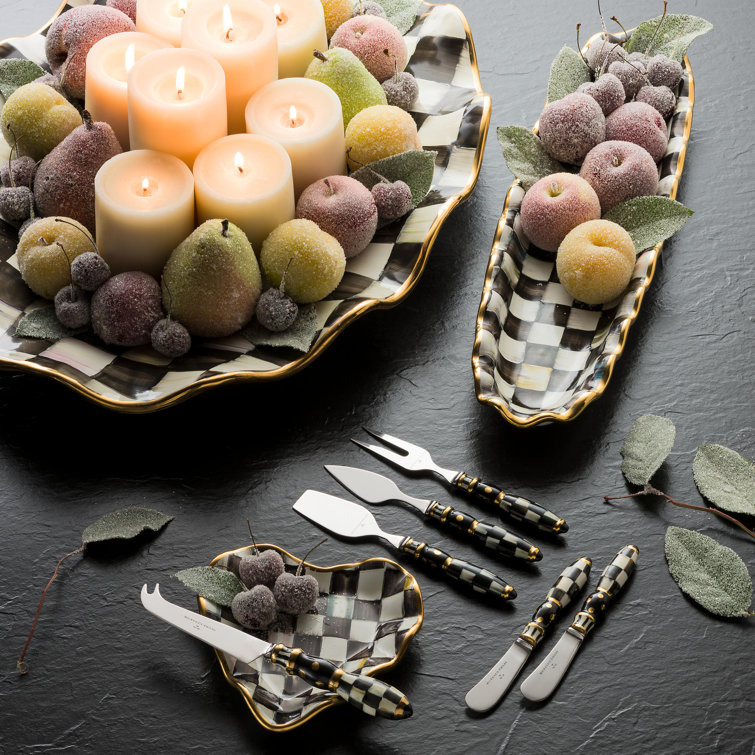 Courtly Check Fluted Heart Novelty Plate with Gold Embellishments