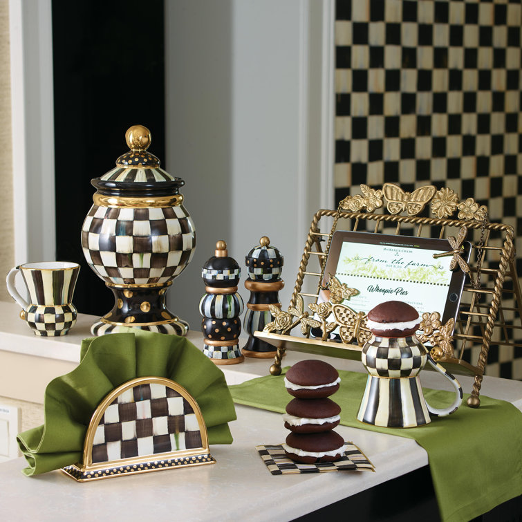 Courtly Check 96oz Handcrafted Ceramic Globe Canister
