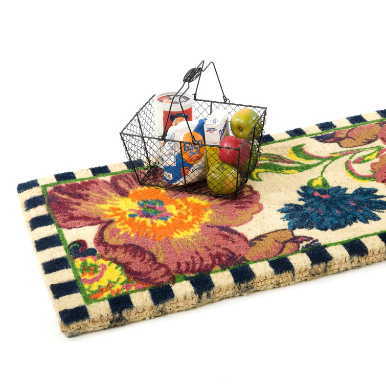 Floral Haven Modern Coir Outdoor Doormat with PVC Backing