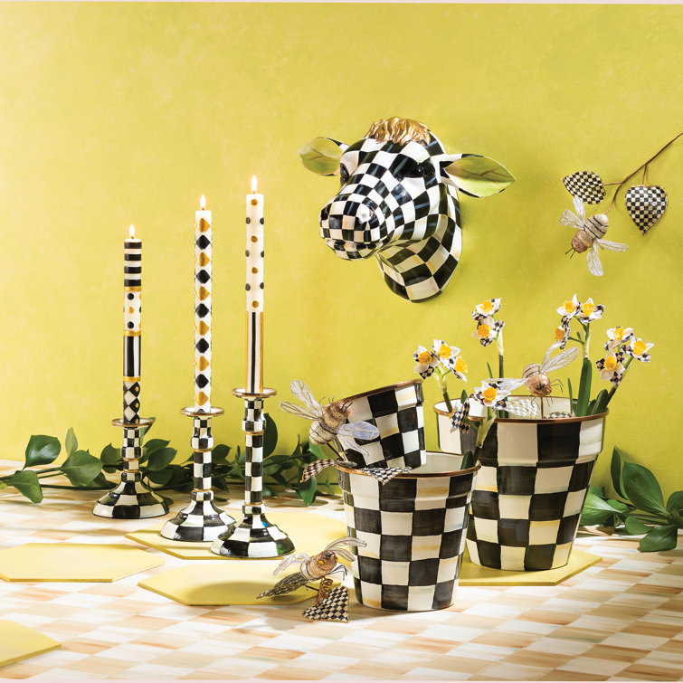 Handpainted Courtly Check 15'' Resin Cow Decor