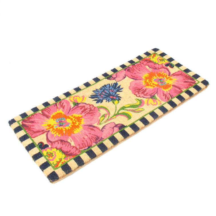 Floral Haven Modern Coir Outdoor Doormat with PVC Backing