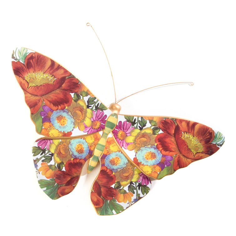 Floral Market Gold-Edged Butterfly Wall Art in Resin