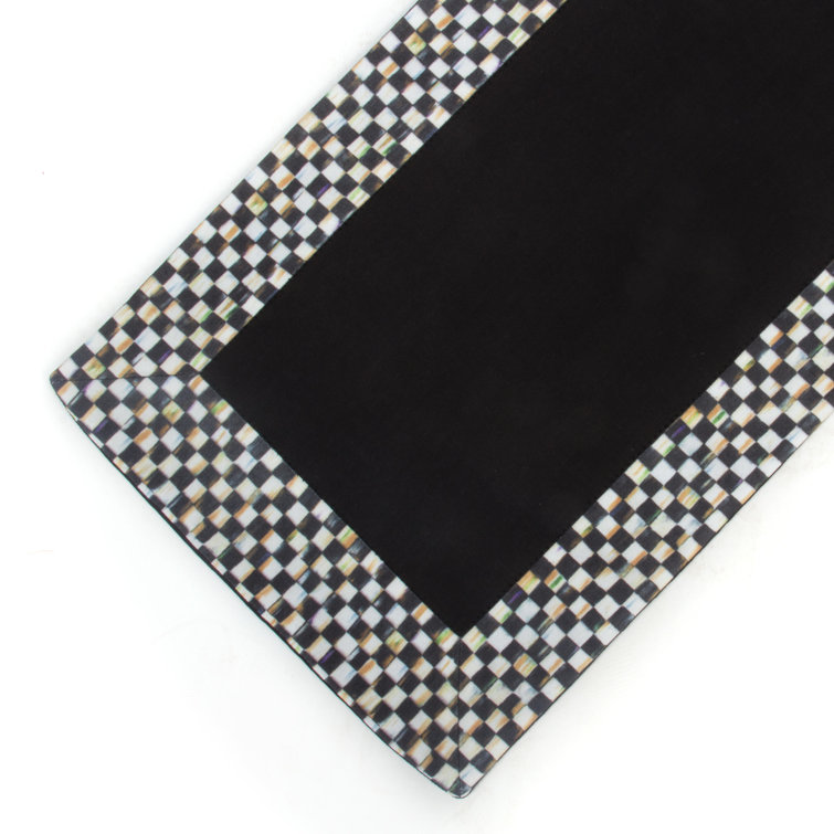 Black and White Cotton Checkered Rectangle Table Runner