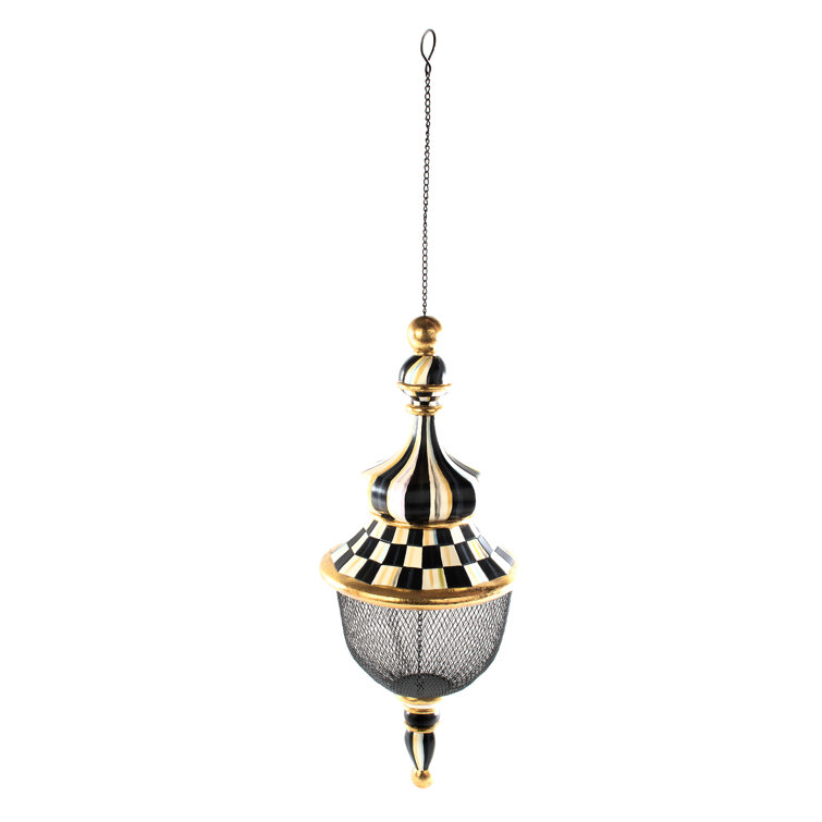 Black and Gold Metal Hanging Pendant Bird Feeder
