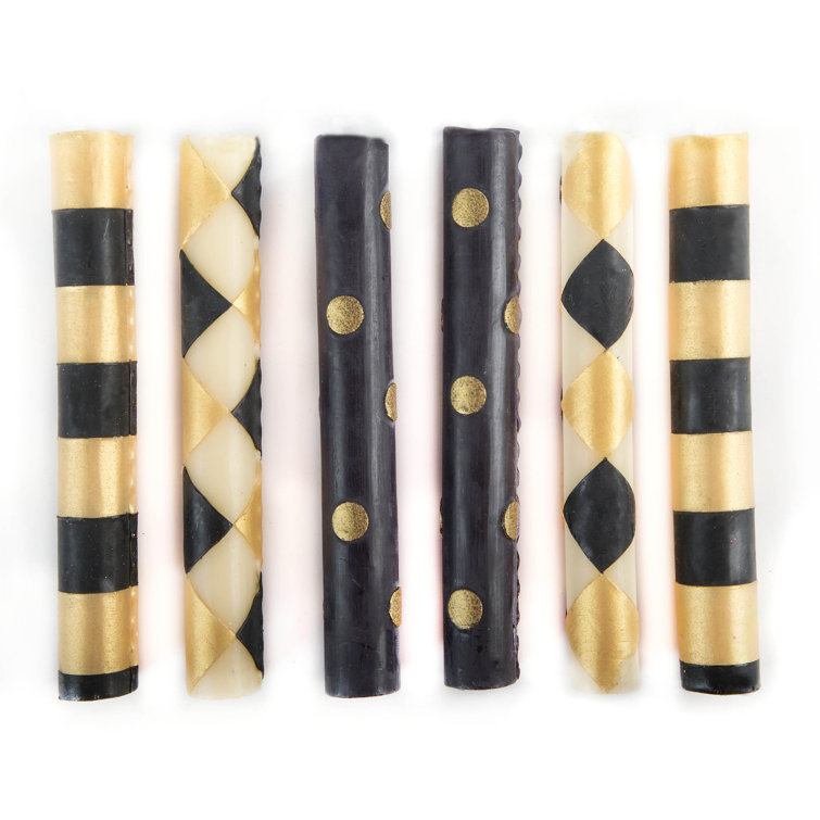 Elegant Black Beeswax 6-Piece Taper Candle Set