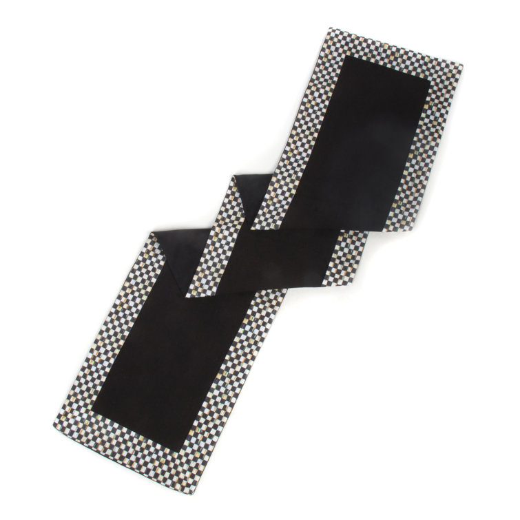 Black and White Cotton Checkered Rectangle Table Runner