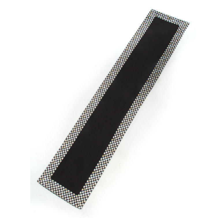 Black and White Cotton Checkered Rectangle Table Runner