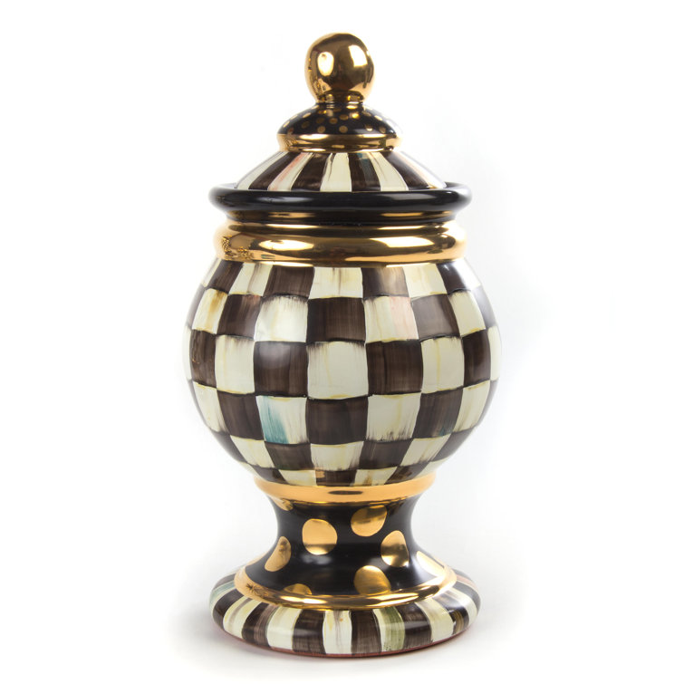 Courtly Check 96oz Handcrafted Ceramic Globe Canister