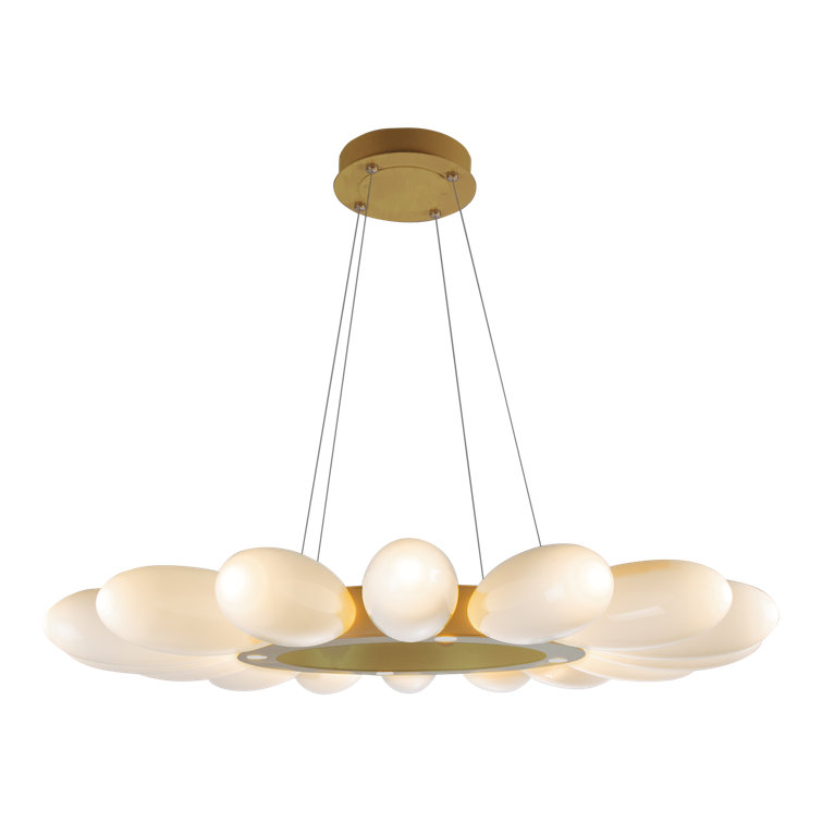 Fiori Gilded Brass Radial Ring Chandelier with Blown Glass Buds