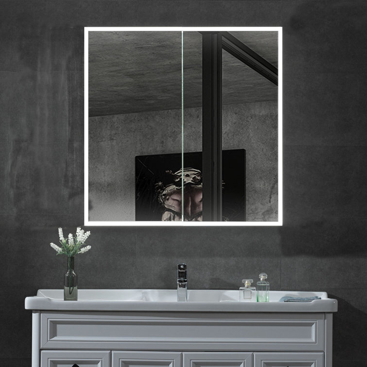 36'' x 30'' Grey Aluminum Double Door LED Medicine Cabinet