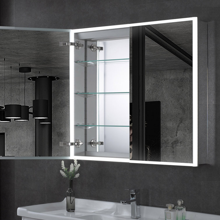 36'' x 30'' Grey Aluminum Double Door LED Medicine Cabinet