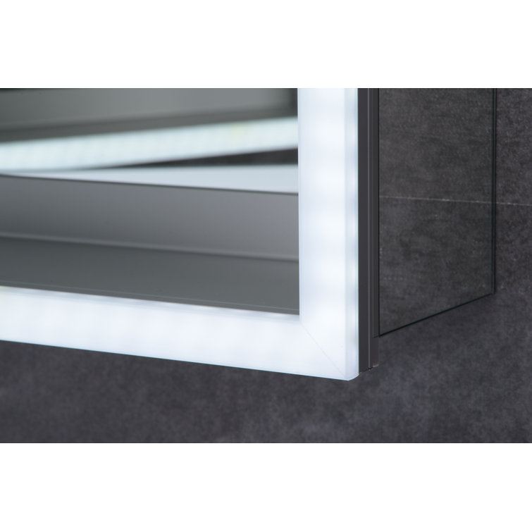 36'' x 30'' Grey Aluminum Double Door LED Medicine Cabinet