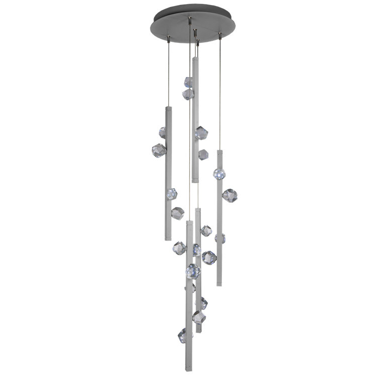 Stella 27" Silver Drum LED Cluster Pendant with Glass Shades