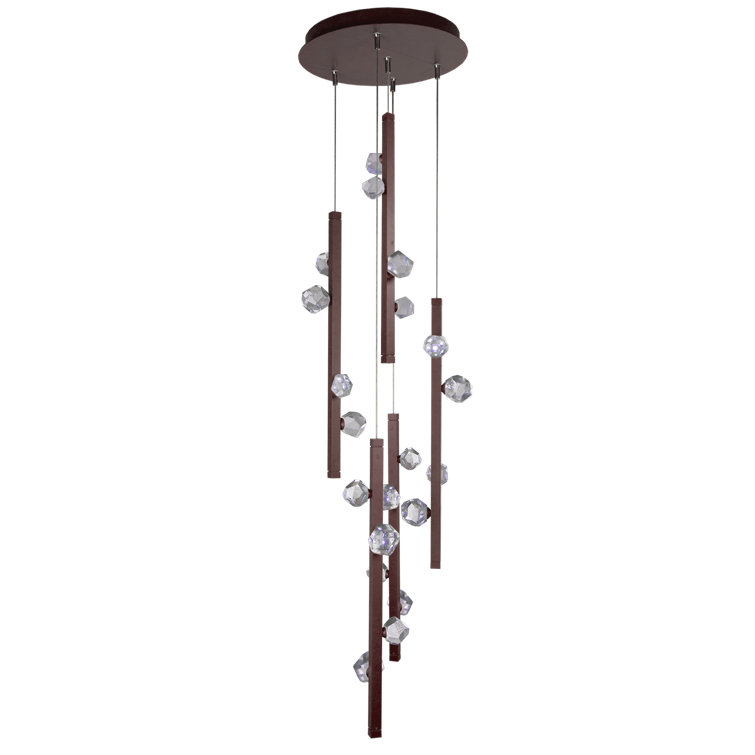 Stella 21" Matte Black and Bronze Glass LED Pendant