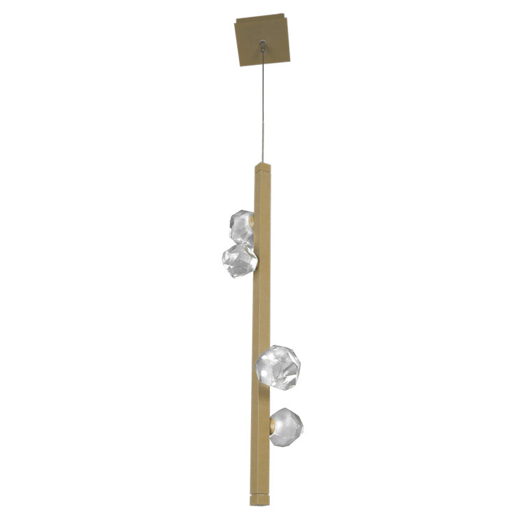 Stella Mini Drum LED Pendant in Gilded Brass with Artisan Glass