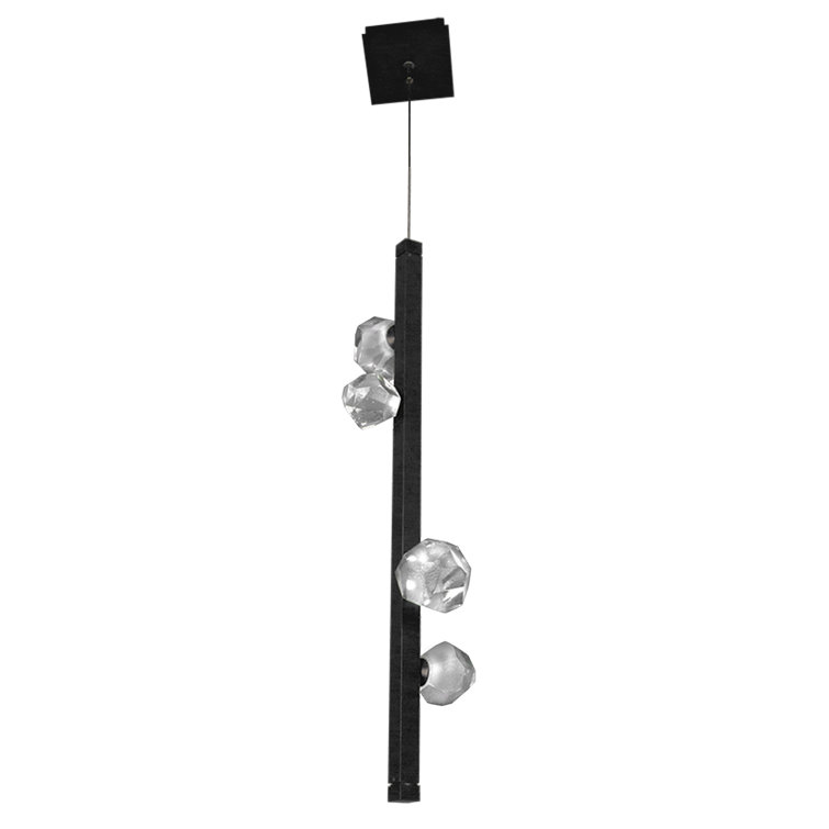 Stella Mini Drum LED Pendant in Matte Black with Artisan Glass