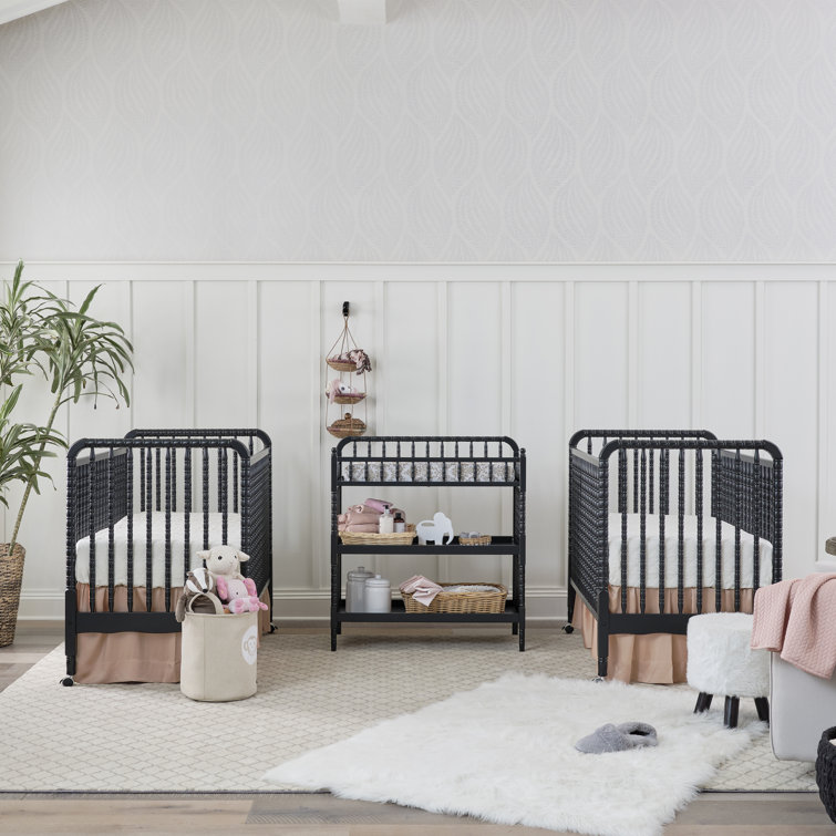 Ebony Black Wooden Changing Table with Safety Strap and Drawers
