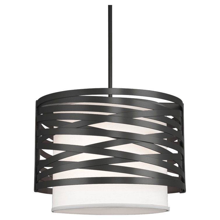 Matte Black Handcrafted Steel Drum Pendant Light