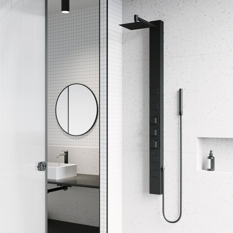 Matte Black 58" Shower Panel with Handheld and Jets