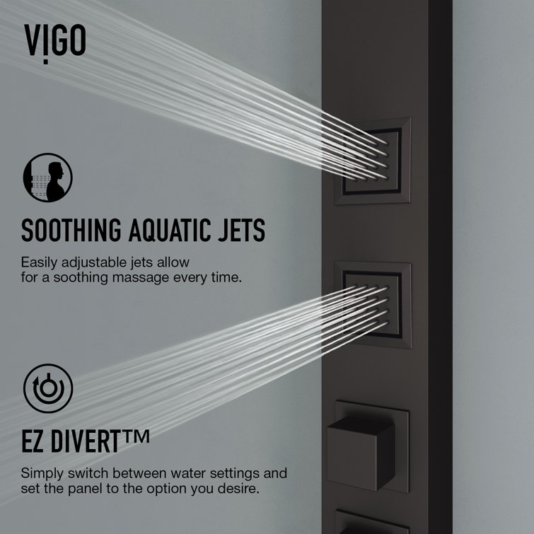 Bowery Matte Black 58" Shower Panel System with Tub Filler