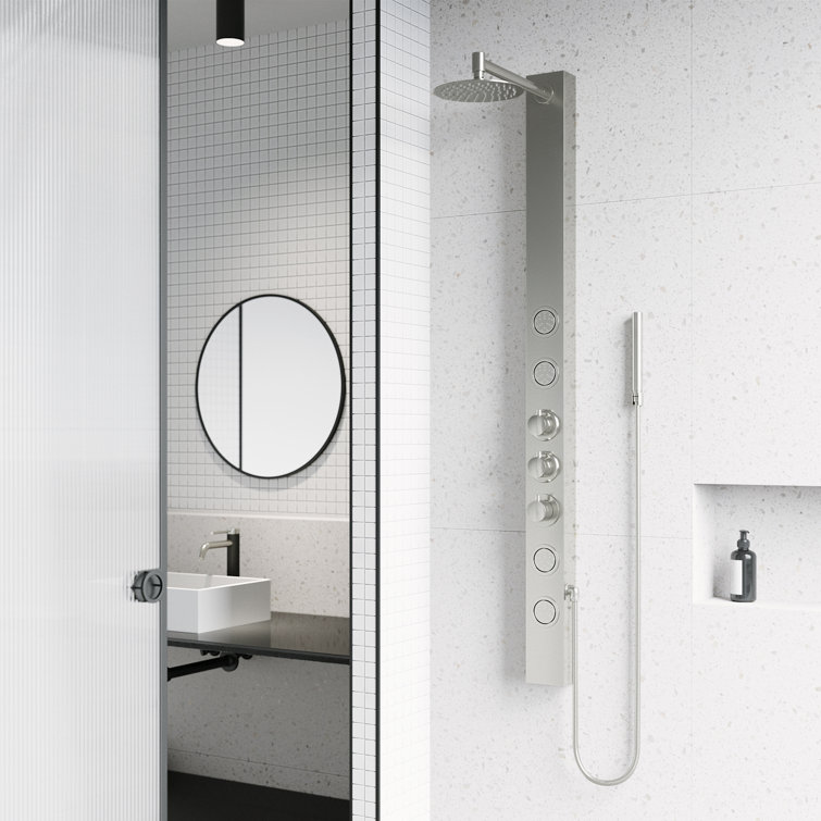 Sutton 58" Stainless Steel Shower Panel with Hand Shower and Jets