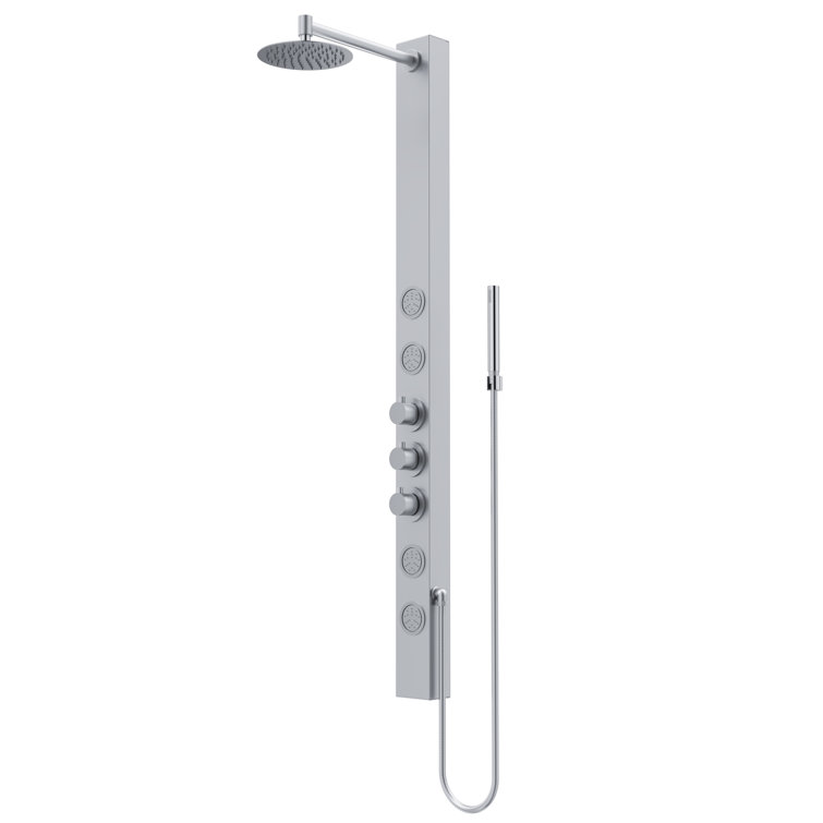 Sutton 58" Stainless Steel Shower Panel with Hand Shower and Jets