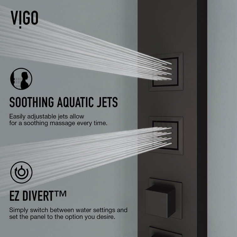 Bowery Matte Black 58" Shower Panel with Hand Shower