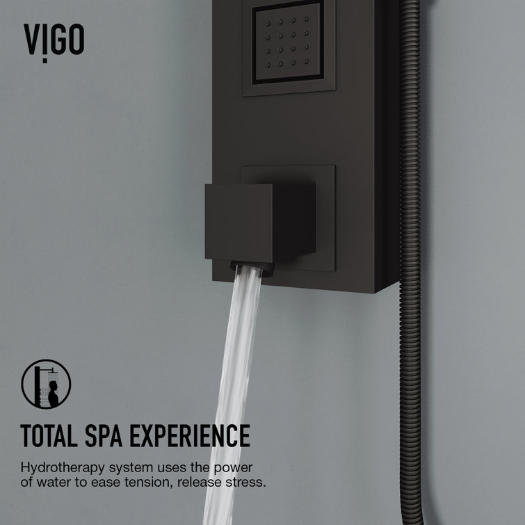 Bowery Matte Black 58" Shower Panel with Hand Shower