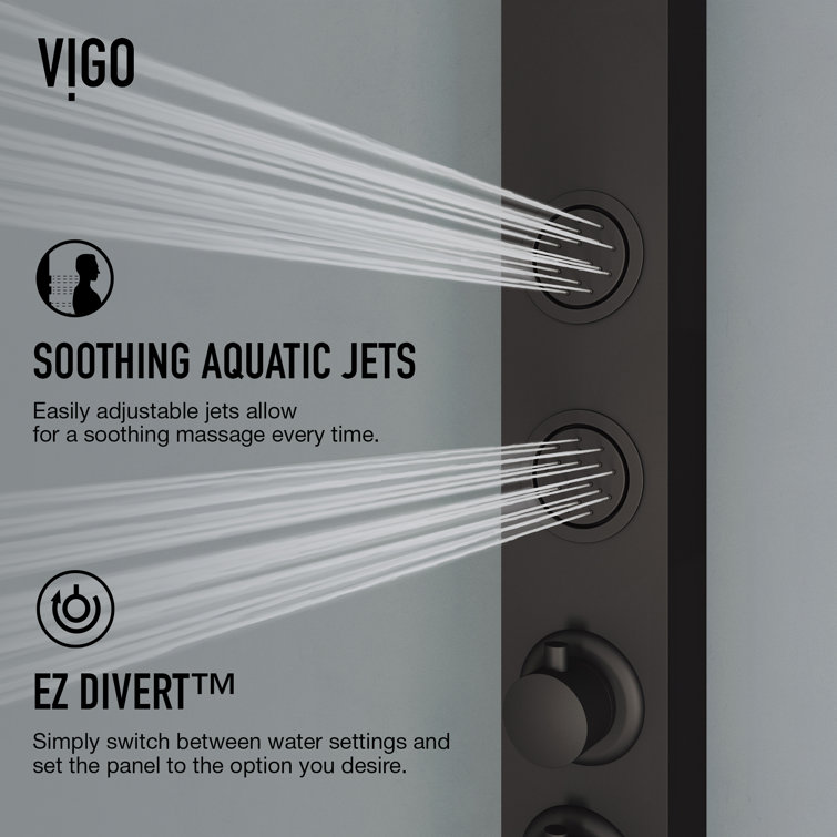 Sutton 58" Matte Black Stainless Steel Shower Panel with Hand Shower