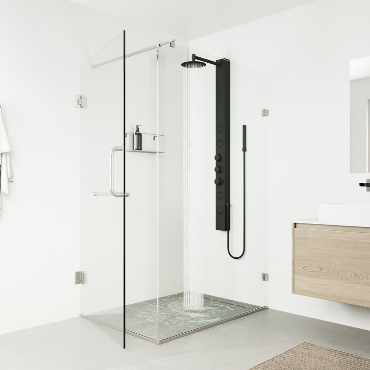 Sutton 58" Matte Black Stainless Steel Shower Panel with Hand Shower