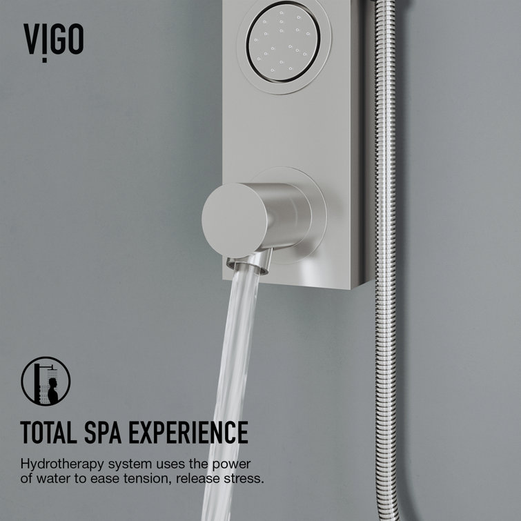 Bowery Stainless Steel 58" Shower Panel with Jets and Tub Filler