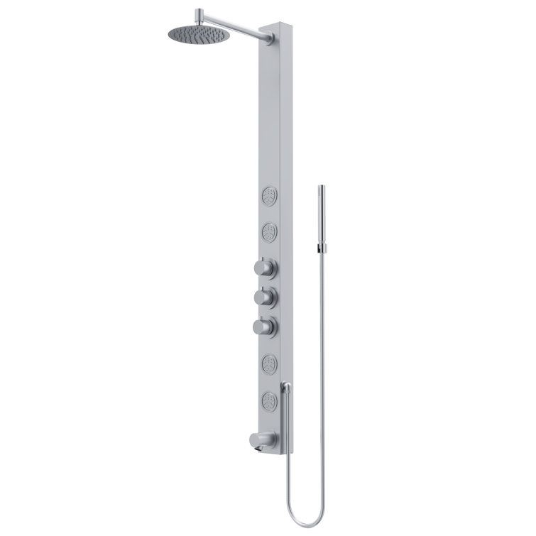 Bowery Stainless Steel 58" Shower Panel with Jets and Tub Filler
