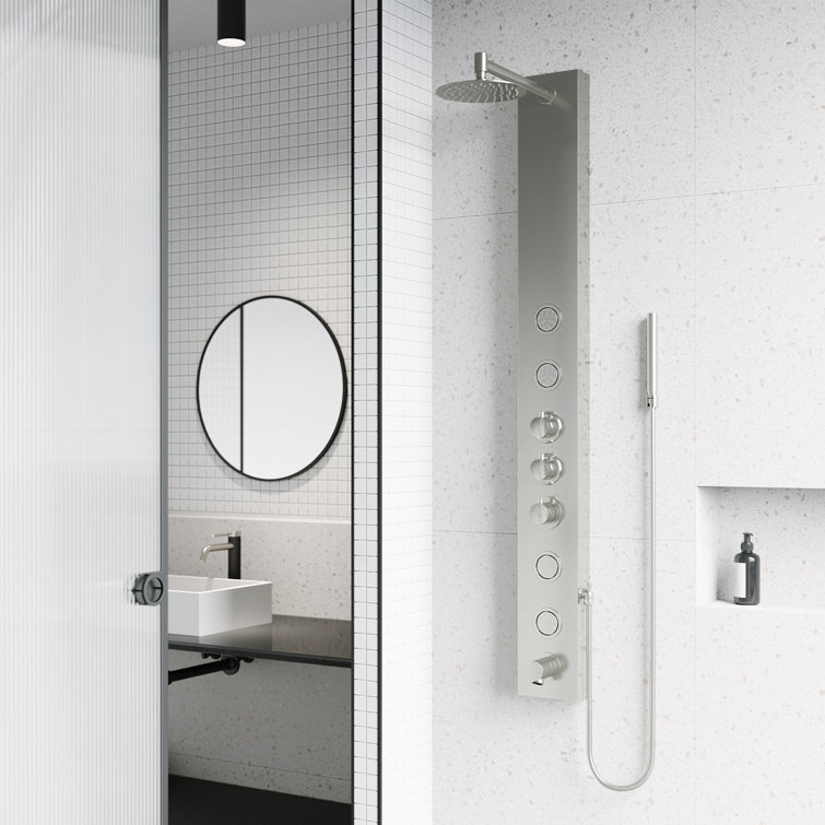 Bowery Stainless Steel 59" Shower Panel with Hand Shower and Jets