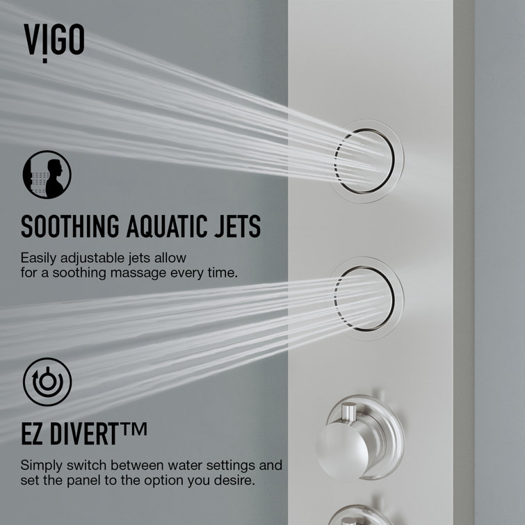 Bowery Stainless Steel 59" Shower Panel with Hand Shower and Jets