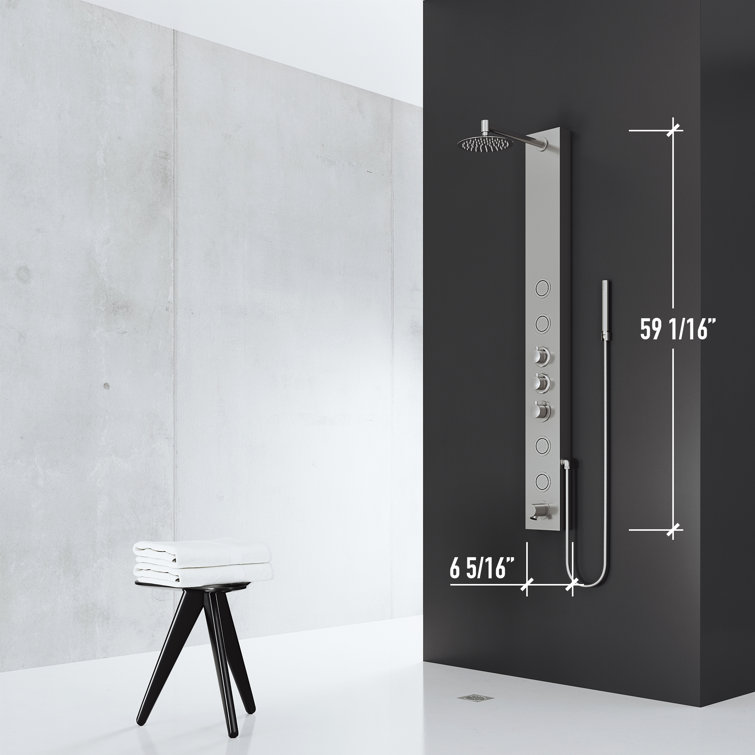 Bowery Stainless Steel 59" Shower Panel with Hand Shower and Jets