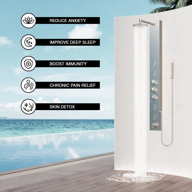 Bowery Stainless Steel 59" Shower Panel with Hand Shower and Jets
