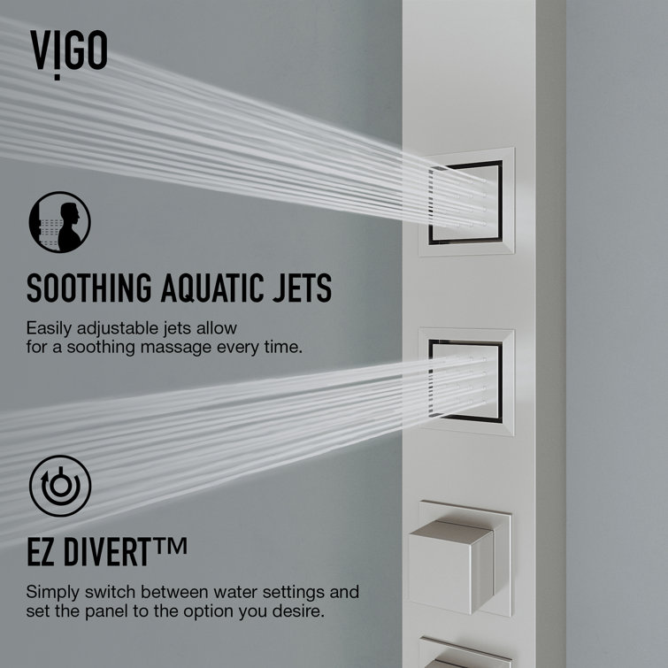 Sutton 58" Stainless Steel 4-Jet Shower Panel with Handheld Showerhead