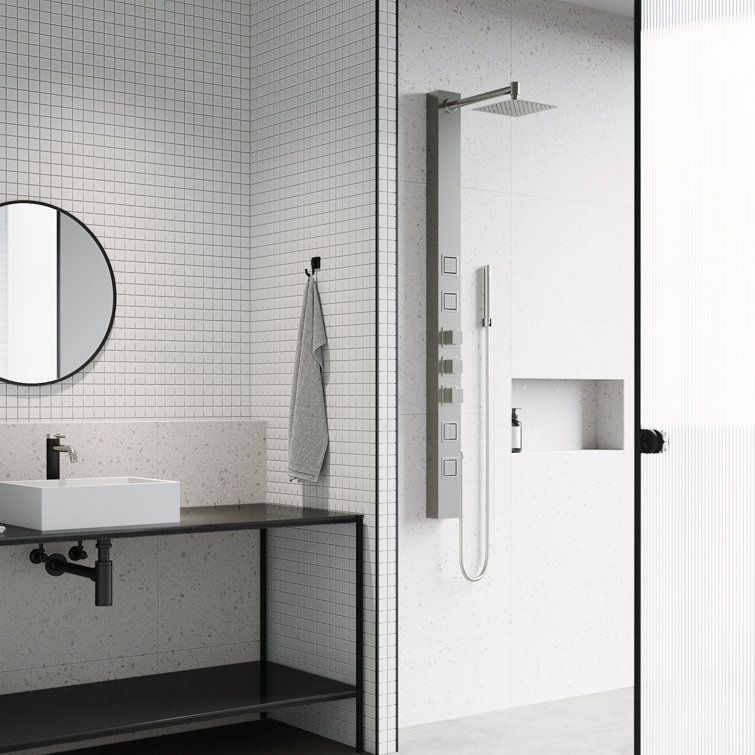 Sutton 58" Stainless Steel 4-Jet Shower Panel with Handheld Showerhead