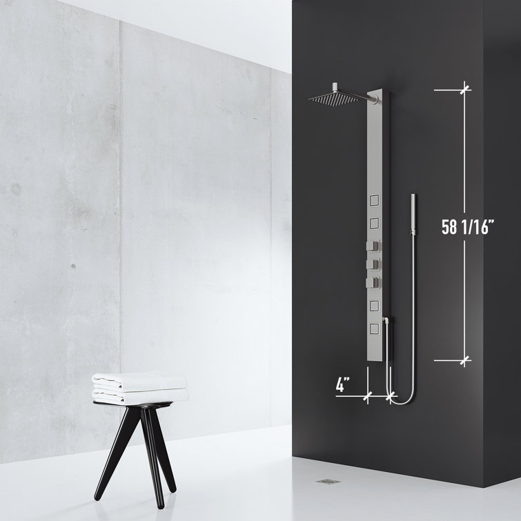 Sutton 58" Stainless Steel 4-Jet Shower Panel with Handheld Showerhead