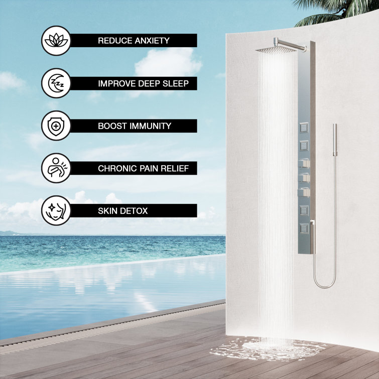 Sutton 58" Stainless Steel 4-Jet Shower Panel with Handheld Showerhead