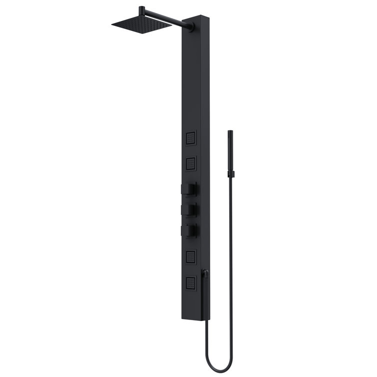 Sutton Matte Black 58" Shower Panel with Hand Shower and Jets