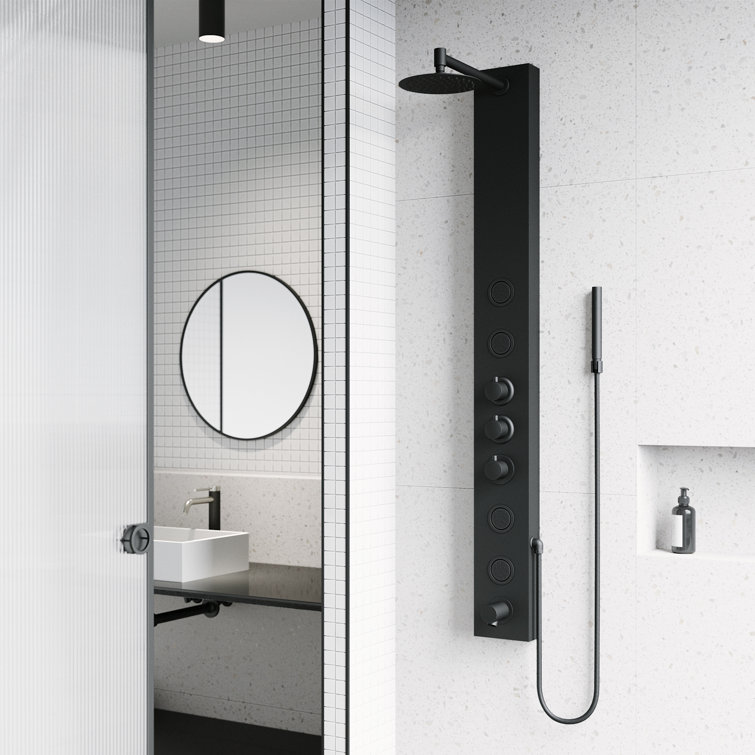Bowery Matte Black 59" Shower Panel with 4-Jet System and Hand Shower