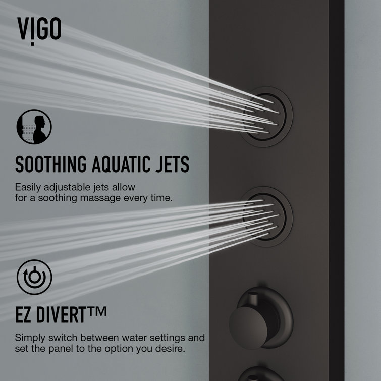 Bowery Matte Black 59" Shower Panel with 4-Jet System and Hand Shower
