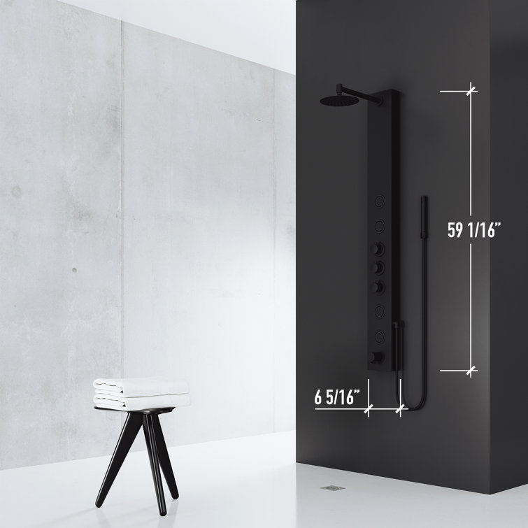 Bowery Matte Black 59" Shower Panel with 4-Jet System and Hand Shower