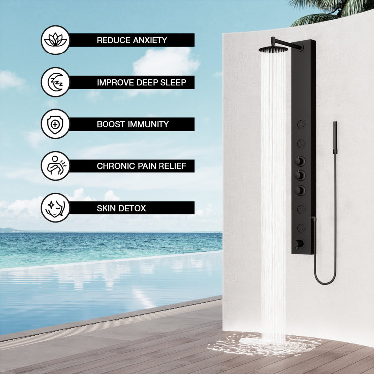 Bowery Matte Black 59" Shower Panel with 4-Jet System and Hand Shower