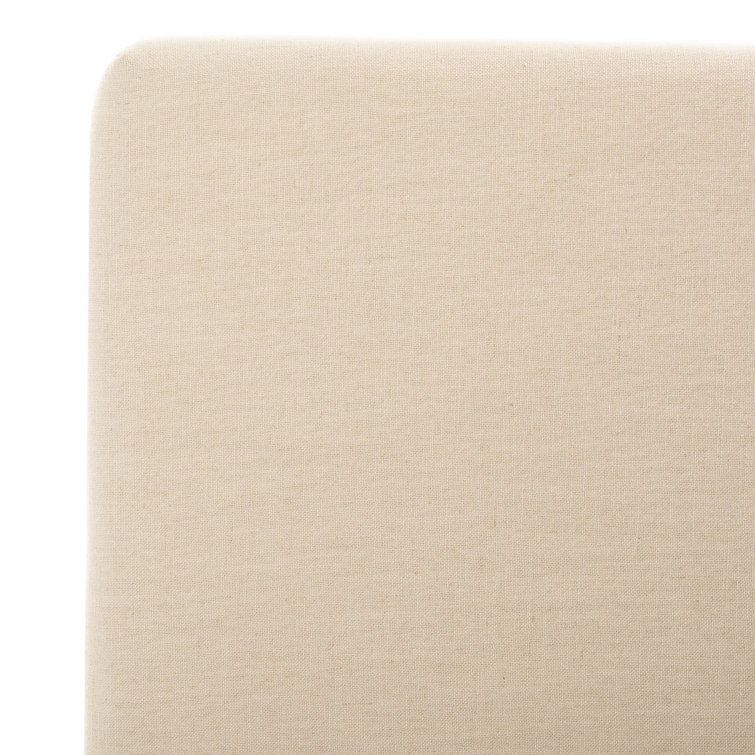 Beige Linen Upholstered Queen Bed with Tufted Headboard