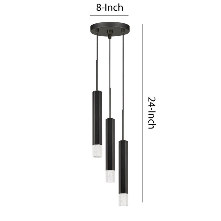 Black Aluminum LED Cluster Pendant Light Fixture
