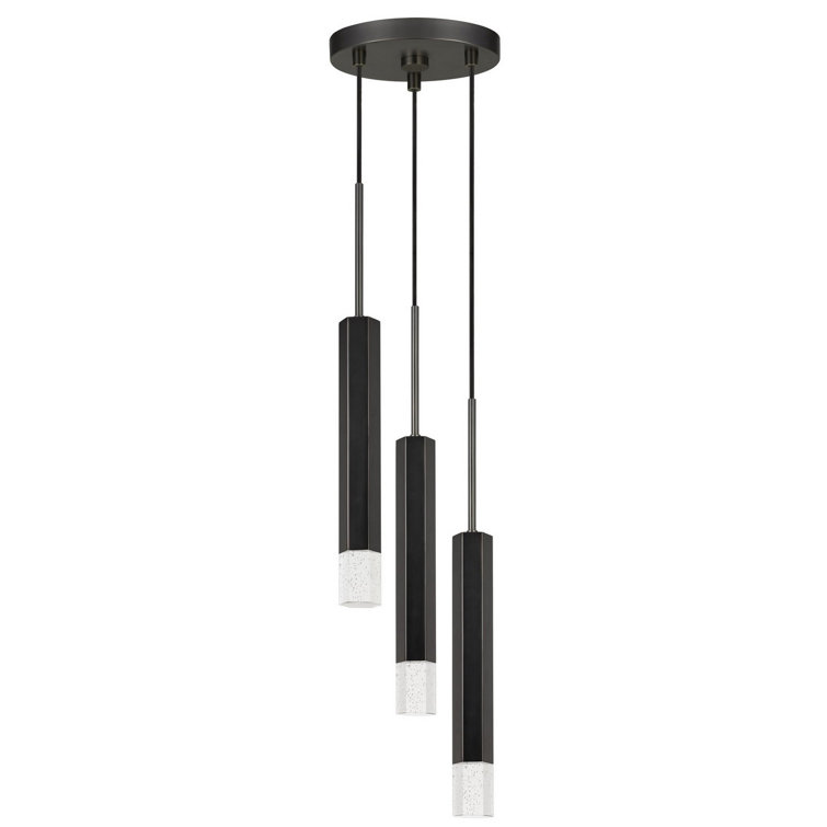 Black Aluminum LED Cluster Pendant Light Fixture