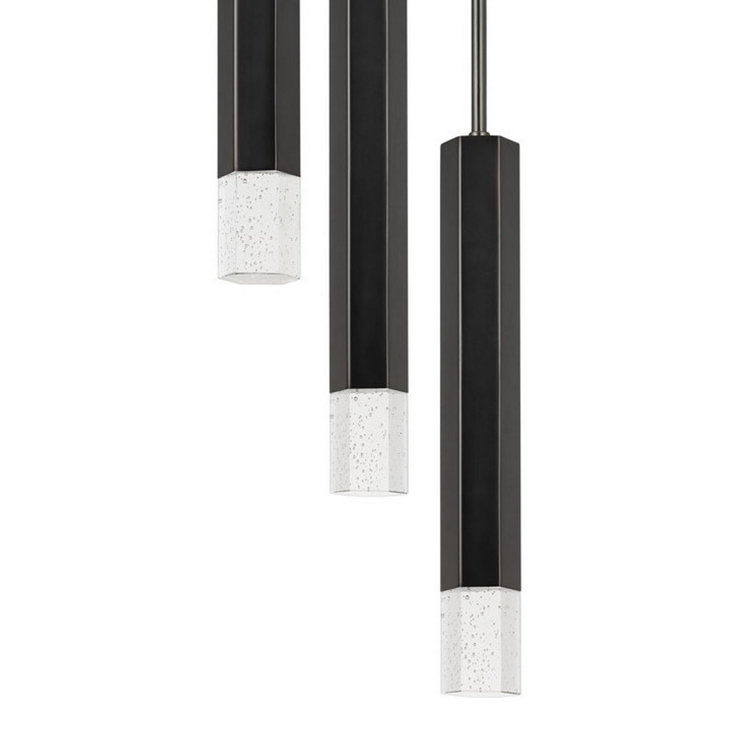 Black Aluminum LED Cluster Pendant Light Fixture
